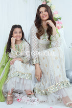 Load image into Gallery viewer, Ivory Green Pishwas Mother Daughter Combo
