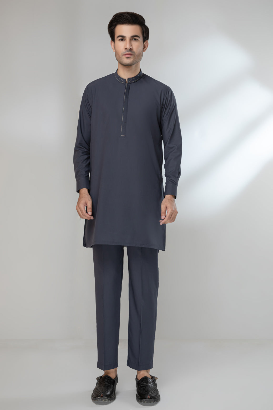 FOSSILE GRAY-BLENDED-KURTA PAJAMA/TROUSER (KSR22-008)