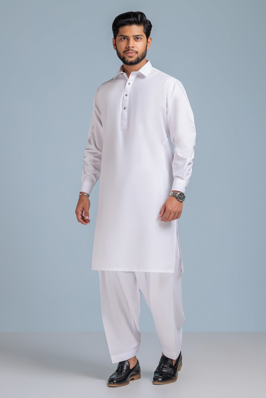 BR-WHITE-BLENDED-KURTA SHALWAR (KSRS23-072)